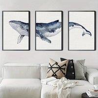 3pcs/Set of Canvas Posters, Abstract Ocean Whale, Fashionable Abstract Art, Minimalist Design, Home Decoration, Gift for Friends