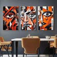 3pcs Abstract Canvas Art Print Set - Frameless Modern African Boho Wall Decor, Indoor Canvas Posters for Bedroom, Office, Living