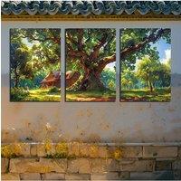 [2D Flat] Frameless Set of 3 12x18 Inches (30x45cm) Canvas Wall Art Wall Decor for Bedroom Living Room, Home Decor A Vast and Ch