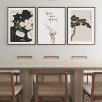 1pc/3pcs 1Set Korean Art Print Oriental Painting Wall Art Decoration Hangul Quotes Canvas Poster Korea Culture Wall Pictures Hom