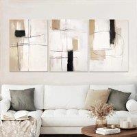 3pcs Black Beige Modern Wall Decor Minimalist Pictures Abstract Modern Artwork for Bedroom Art Murals Print Canvas Printing Post