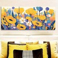2D Flat, 2D Flat 3pcs Framed Canvas Yellow & White Flowers in clusters Wall Art Canvas Halloween and Christmas Vibe Perfect for