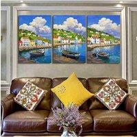 2D flat pring, 3pcs including inner frame 12x16in, Canvas Watercolor Painting Peggy'S Cove Coastal Fishing Village Canvas Nova S