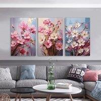 3pcs Pink Flowers Posters And Prints Canvas Painting Botanical Wall Art Pictures Living Room Abstract Modern Home Decor Unframed