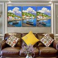 2D flat pring, 3pcs including inner frame 12x16in, Canvas Watercolor Painting Peggy'S Cove Coastal Fishing Village Canvas Nova S
