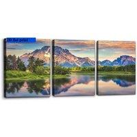2D flat pring, 3pcs including inner frame 12x16in, Fish Canvas Art Wall Decor Blue Marlin Fish Bursts from Ocean Waters Pictures
