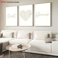 [2D Flat] 3pcs Set, Decorative Posters, 2D Frameless Canvas Art for Halloween & Christmas Gifts Elegant Golden Calligraphy Swe