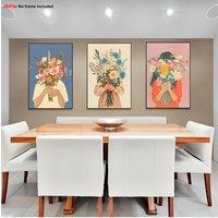 [2D Flat] 3pcs Room Decor Canvas Art, 2D Flat Frameless Printed Wall Art for Halloween, Beautiful Blooming Floral Illustrations