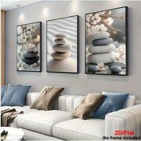 3pcs Decorative Painting, 2D Frameless Canvas Painting, 2D Flat, 3pcs 2D Simple Fashion Modern Zen Photo Wall Art Canvas Printin