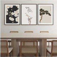 1pc/3pcs 1Set Korean Art Print Oriental Painting Wall Art Decoration Hangul Quotes Canvas Poster Korea Culture Wall Pictures Hom