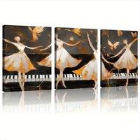 [2D Flat] 3pcs Wrapped Canvas Painting Murals, Beautiful Gifts for Relatives And Friends, Suitable for Indoor And Outdoor Use, H