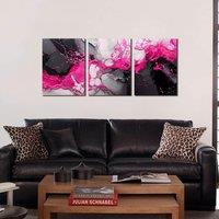 2D Flat 3pcs Framed Canvas Art Wall Decor for Living Room - Pink Pictures Wall Art for Bedroom - 3pcs Canvas Wall Art for Office