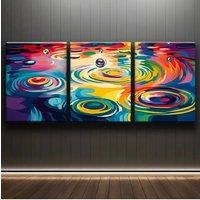 2D Flat 3pcs Framed Canvas Colored Raindrop Color Rainbow Perfect Wall Art Canvas Halloween and Christmas Vibe Perfect for Livin