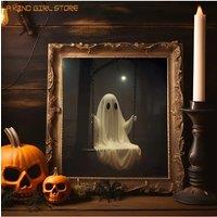 Abstract Horror Ghost Swing Canvas Prints Dark Academy Halloween Cosplay Wall Art Poster for Living Room Bedroom Bar Home Decor