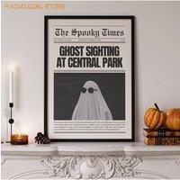 Halloween Ghost Poster Cute Ghost Forest Canvas Printing Poster Wall Art Festival Decoration Painting for Home Living Room Decor