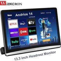 Best 13.3" IPS Car Headrest Monitor Android 14 Tablet PC 4K HDMI 2G+32GB ROM Game Remote Control HDMI IR AV FM USB APP
