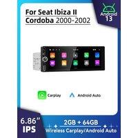For Seat Ibiza 2 II Cordoba 2000-2002 1 Din Android Radio Carplay Android Auto 6.86 Stereo Car Multimedia Head Unit GPS Wifi