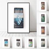 Retro Nostalgic Landscape Art Matchbox Poster Bar Shopping Cart Abstract Painting Canvas Printing Home Wall Decoration Frameless