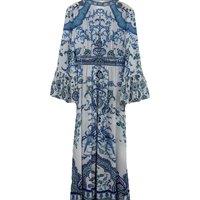 100% Real Silk Women New V-Neck Printing Diamond Midi Dress High Quality Bohemian Vintage Elegant Beach Style Luxury Chic Sweet