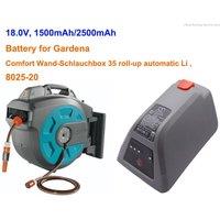 2025 NEW 18.0V 1500/2500mAh Gardening Tools Battery 008A231 for Gardena Comfort Wand-Schlauchbox 35 roll-up automatic Li 8025-20