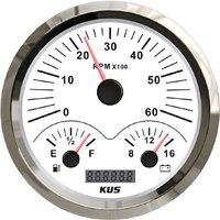 KUS 3 In 1 Multifunction Instrument 110mm 0-190ohm or 240-33ohm Fuel Gauges 8-16v Voltmeters 0-6000RPM Tachometers for Car Boat