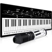 EXCO Piano Gaming Mouse Pad Large Computer Desk Mat Keyboard Mousepad with Stitched Edge Non-Slip Rubber Base for Office Home