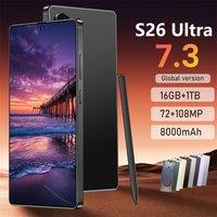 2026 Original Smartphone 5G for S26 Ultra 7.3HD Cell Phone Android 14 72MP+108MP 22G+2TB 7800mAh Unlocked Mobile Phones Dual Sim