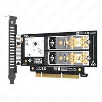 JEYI PCIe 5.0 to Dual M.2 NVMe Adapter-Card 256Gbps Supports X8/X16 Slot for 22110/2280/2260/2242/2230 SSDs Soft RAID Support
