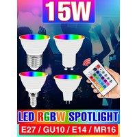 15W LED E27/E26 Light Bulb RGBW Spotlight GU10 IR Remote Control Ceiling Lamp E14 LED Chandelier Bulbs MR16 For Home Party Decor