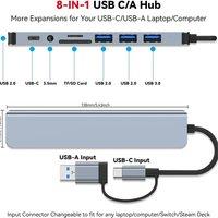 USB C Hub USB Splitter 8-in-1 USB Extender with 4 USB Port 1 USBC Jack TF/SD Card Reader 3.5mm Audio Output for MacBook Pro/iPad