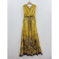 100% Real Silk High Quality Bohemian Women V-Neck Sleeveless Printing Midi Dress Vintage Elegant Luxury Chic Sweet Beach Style