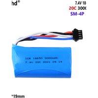 18650 2S1P 7.4V battery pack Li 3000mAh For Remote-controlled toy off-road vehicles drones boats equipped with SM-4P connector
