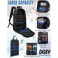 D‌GEVMultifunctional Waterproof Tool Backpack with Padded Shoulder Straps Removable Organizer Pouch Electrician Plumber Work Bag