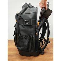 DGEVHeavy Duty Tool Backpack with Rubber Bottom Multi-pockets Waterproof Puncture-resistant Tool Bag Electrician Tools Organizer