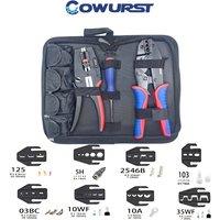 Ratchet Crimping Pliers HS-30J Set with 8 Interchangeable Jaws and Wire Stripping Pliers Set