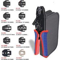 HS-30J Ratchet Crimping Tool with 10 Die Set Suitable for Pre-Insulated Tubular Terminals and Automotive Terminal Crimping Plier