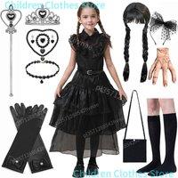 2025 Wednesday Hot Black Short Costume New Vestidos For Kids Cosplay Carnival Easter Halloween Party Costumes for 3-10 Years