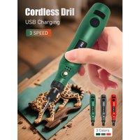 Mini Handheld Cordless Drill Rotary Tool 3 Speed Adjustable Power Rotary Tool for Jade Polishing Drilling Engraving Wood Cutting