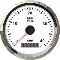 KUS Tachometers 85mm Revolution Meters 0-4000RPM Show Rev Counters with Yellow / Red Backlight for Auto Boat Truck Motorcycle