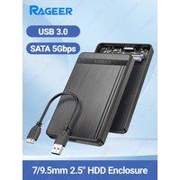 RAGEER 2.5 USB 3.0 to SATA III External Hard Drive Enclosure-5Gbps Transfer Speed 4TB Max Support Design for 7mm/9.5mm HDD/SSD