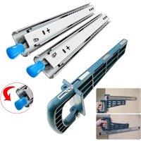 1 Pair Heavy Duty Locking Drawer Slides 12-48 Inch 250 Lb Load Capacity Side Mount Full Extension Ball Bearing Industrial Rail
