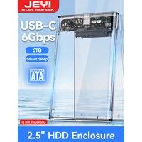 JEYI 2.5'' External Hard Drive Enclosure with USB 3.1 6Gbps HDD Case Adapter UASP+TRIM Dual Protocol SATA HDD for PC Laptop