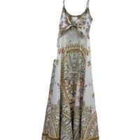 100% Linen Women Lace-up Printing Spaghetti Strap Bohemian Midi Dress Vintage Elegant Sweet Beach Style High Quality Diamond