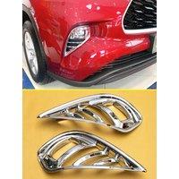 For Toyota Highlander Kluger 2021 2022 2023 2024 2025 Chrome Front Bumper Fog Light Foglight Cover Frame car accessories 2Pcs