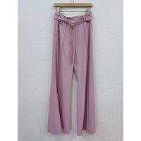 Runway Designer Women New Wool Long Wide Leg Pants with Belt Solid Loose High Quality Elegant Pink Bottoms Luxury Office Lady