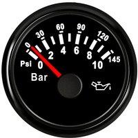 52mm 0-10Bar Show Oil Pressure Gauges 0-145Psi Pointer Oil Pressure Meters 10-184ohm Input Signal Instrument with Red Backlight