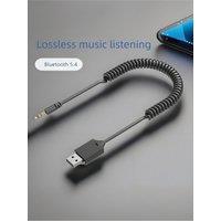 Car Bluetooth Receiver Cable 5.4 Stereo Wireless Mic Handsfree Call USB Dongle to 3.5mm Jack AUX Audio Music Adapter For Speaker