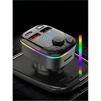 Car FM Transmitter Wireless Bluetooth 5.0 PD QC3.0 Type-C Dual USB 3.4A Charger Fast Handsfree MP3 Player with Ambient Light