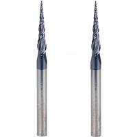 2pcs/lot R0.25*D4*20.5*50L*2F carbide solid carbide Coated Taper Ball Nose End Mills,taper and cone Bit wood