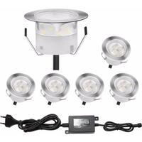QACA 6 Pack LED Deck Lights Low Voltage DC12V 1W Outdoor Garden Patio Deck Stairs Underground Lights 45mm Landscape Lamps Kits